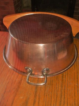VINTAGE FRENCH COPPER PRESERVING JAM PAN MIXING BOWL BRASS HANDLES ROLLED EDGE 2
