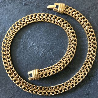 Vintage Gold Tone Metal Necklace Chain Designer Monet Retro Fashion Jewelry