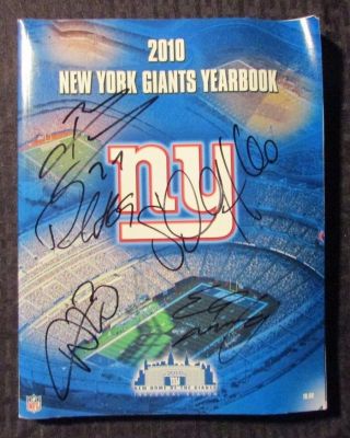 2010 Ny Giants Yearbook Signed 5x Eli Manning Bradshaw Jacobs O 