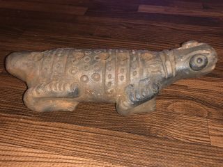 Antique Primitive Peruvian Pottery Lizard Ocarina Flute Whistle