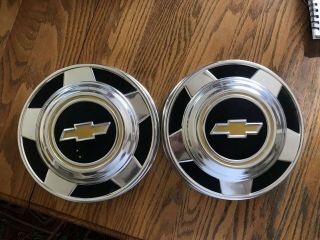 Vintage Set Of 2 1973 1974 - 1987 Chevy 1/2 Ton Truck Dog Dish Hubcaps 10 3/4 "