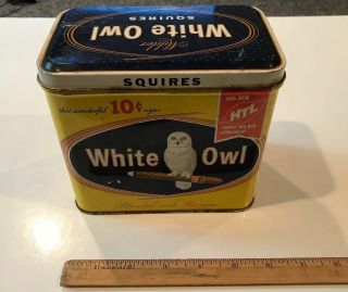 Vintage White Owl Squire Cigar Tin - 6 " X 5 3/8 " X 3 3/4 "