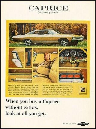 1967 Chevrolet Caprice Vintage Advertisement Print Art Car Ad J500