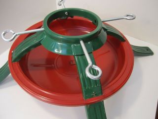 Vtg Nos Christmas Steel Tree Stand Red&green 4 - Legs - Sturdy Holds Large 8 