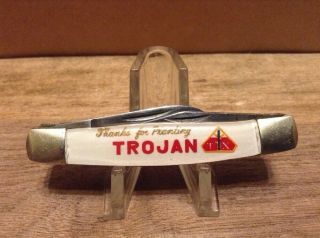Vintage Trojan Seed Japan 3 Blade Advertising Folding Pocket Knife