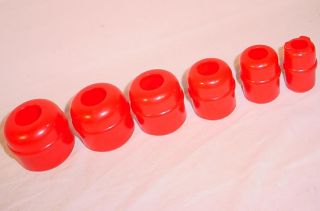 Set Of 6 Vintage Assorted Size Red Plastic Stacking Biscuit / Cookie Cutters
