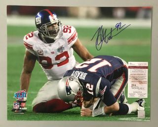 Michael Strahan Signed 16x20 Photo Autographed Auto Jsa Witnessed Giants Hof