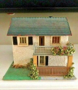 Ho/oo Vintage Faller German Composition Building - Wood Stucco House With Patio