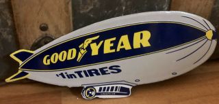 Vintage Porcelain Goodyear Tires Enamel Sign Size 9.  5 " X 3.  5 " Inches