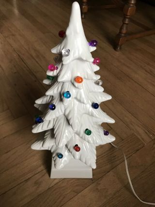 Vintage White Ceramic Christmas Tree Two - Piece Raymond Lamp Company 18 Inch