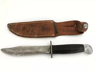 Vintage Rare Bowie Knife With Sheath,  Boy Scouts 1946 With Named And Camp 1