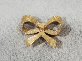 Tsv Antique 14 Karat 14k Yellow Gold Bow Tie Brooch Pin Accessory 3.  7g Euc
