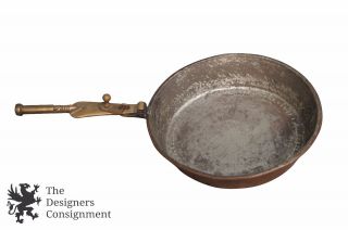 Primitive Antique Copper Frying Pan With Folding Handle Cookware Kitchen Pot 10 "