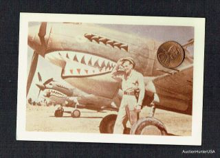 Ww2 Flying Tigers Curtiss P - 40 Warhawk Nose Art Vintage 3 - 1/2 " X 5 " Photo