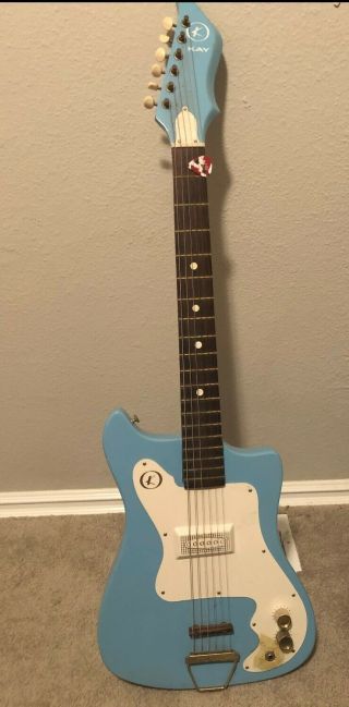 Vintage 1960s Kay Vanguard K - 100 Electric Guitar Blue Extremely Rare