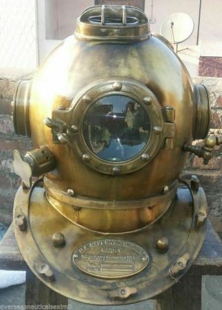 Antique Scuba Sca Divers Diving Helmet Us Navy Mark V Deep Sea Marine Divers