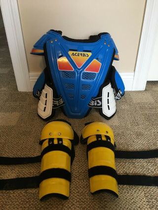 Vintage Acerbis Zoom Motocross Body Armour Chest Protector And Shin/knee Guards