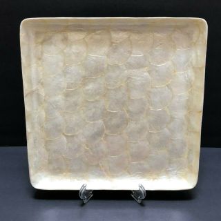Set of 5 Vintage Capiz Shell Square Serving Tray Natural Seashell 12x12 2