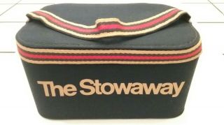 " The Stowaway " Vintage 70s Cosmetic Make Up Case With Mirror Tote Vacation