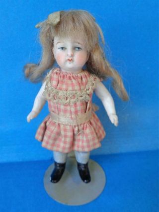 Antique Miniature German Bisque Doll 514 7 For Dollhouse Blue Painted Socks