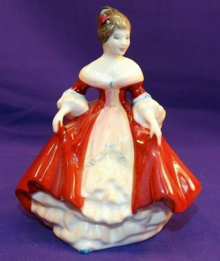 Vintage Royal Doulton 4 1/4 " Southern Belle Figurine Hn 3174 Maroon Ball Gown