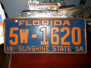 Florida 1954 Vintage License Plate Issued In Polk County