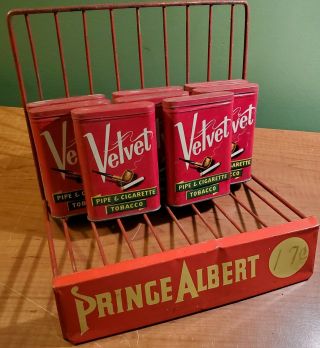 Rare Vintage Prince Albert Tobacco Store Display 17 Cent & 8 Velvet Tobacco Tins