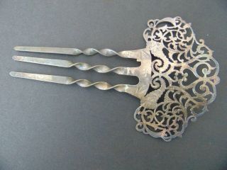 Antique Victorian Sterling Hair Comb Real Pretty