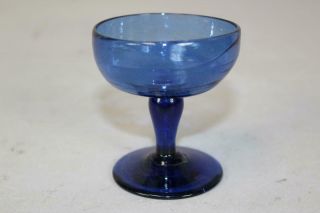 A Rare Late 18th C American Blown Glass Master Salt In Cobalt Blue Early Form