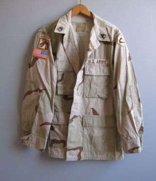 Vintage Military Army Camo Jacket Shirt Camouflage Desert Reclaimed Medium