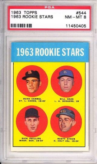 1963 Topps Rookie Stars 544 Rusty Staub Psa 8 Nm -