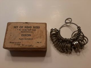 Vintage Dixon U.  S.  Standard Ring Sizer Size 1 - 13 25 Rings Jewelry Minty