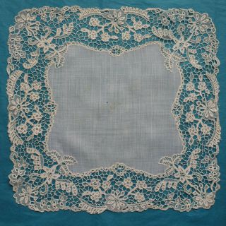 Antique Irish Youghal Needle Lace Handkerchief