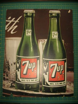 Vintage Advertising Store Display Sign Soda Pop 7 Up Bottles Old Early Nr