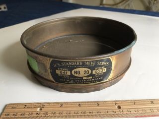 Vintage Us Standard Sieve Series No.  20,  841 Microns, .  0331 Inches,  Ws Tyler Co.