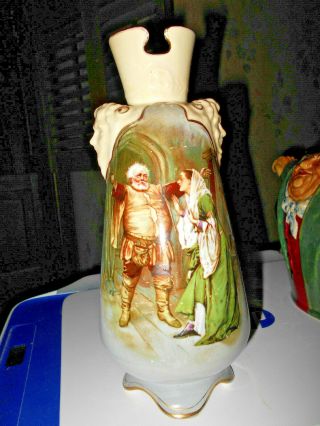 Antique Doulton Burslem England China Falstaff & Mistress Quickly Vase