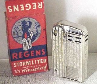 Near -,  Vtg 1940s Regens Side Push Petrol Lighter,  Made In Usa