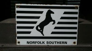 Vintage Old Norfolk Southern Railway Porcelain Sign Train Station Yard Railroad
