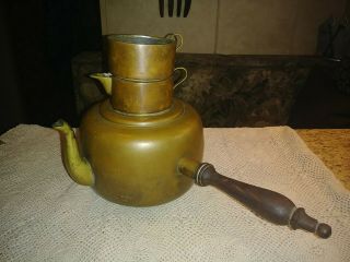 19th Century Antique Copper Chocolate And Tea Or Coffee Pot And Creamer/cup