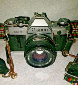 Canon AE - 1 35mm Camera w/Canon 50mm f/1.  8 Zoom Lens Vintage Film 2