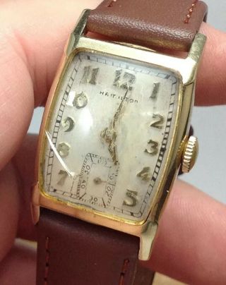 Vintage 14k Solid Gold Hamilton Mens Watch With 982 19j.  Movement (e23)
