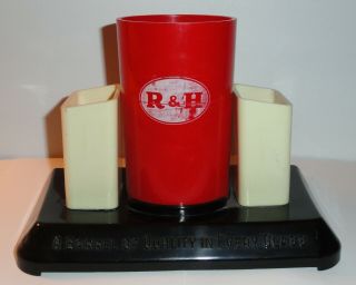 Vintage R & H - Beer Foam Scraper Holder / Back Bar Display - Staten Island Ny