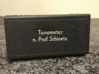 Vintage Professor Schioetz Tonometer Made Germany Case & Paperwork 1962