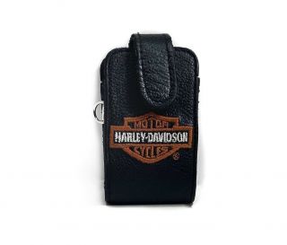 Harley Davidson Vintage Black Leather Lighter Case Holder With Belt Clip