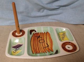 Vintage Mid Century Bagel Lox Butter & Cheese Tray Server Ceramic Made In Japan