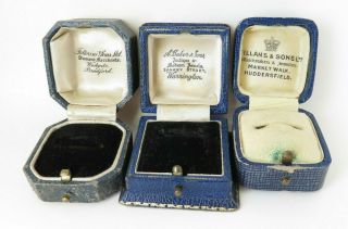 Antique Victorian/ Edwardian Leather Ring Boxes Fattorini Ex Jewellers Display