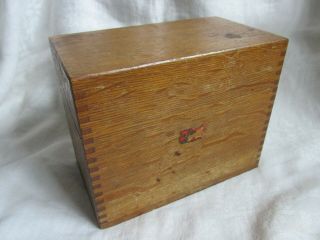 Vintage Weis Manufacturing Wood Oak Recipe Box Card File Box With Recipes 40 
