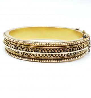 Fine Gold Filled Etruscan Revival Victorian Antique Bracelet Bangle Wirework