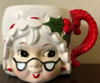 Vintage Lefton China Mrs Santa Claus Christmas Coffee Mug Cup Japan Holiday