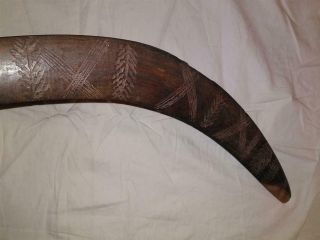 Early - Mid 20th C? Unusual Design Carved Aboriginal Wood Boomerang.